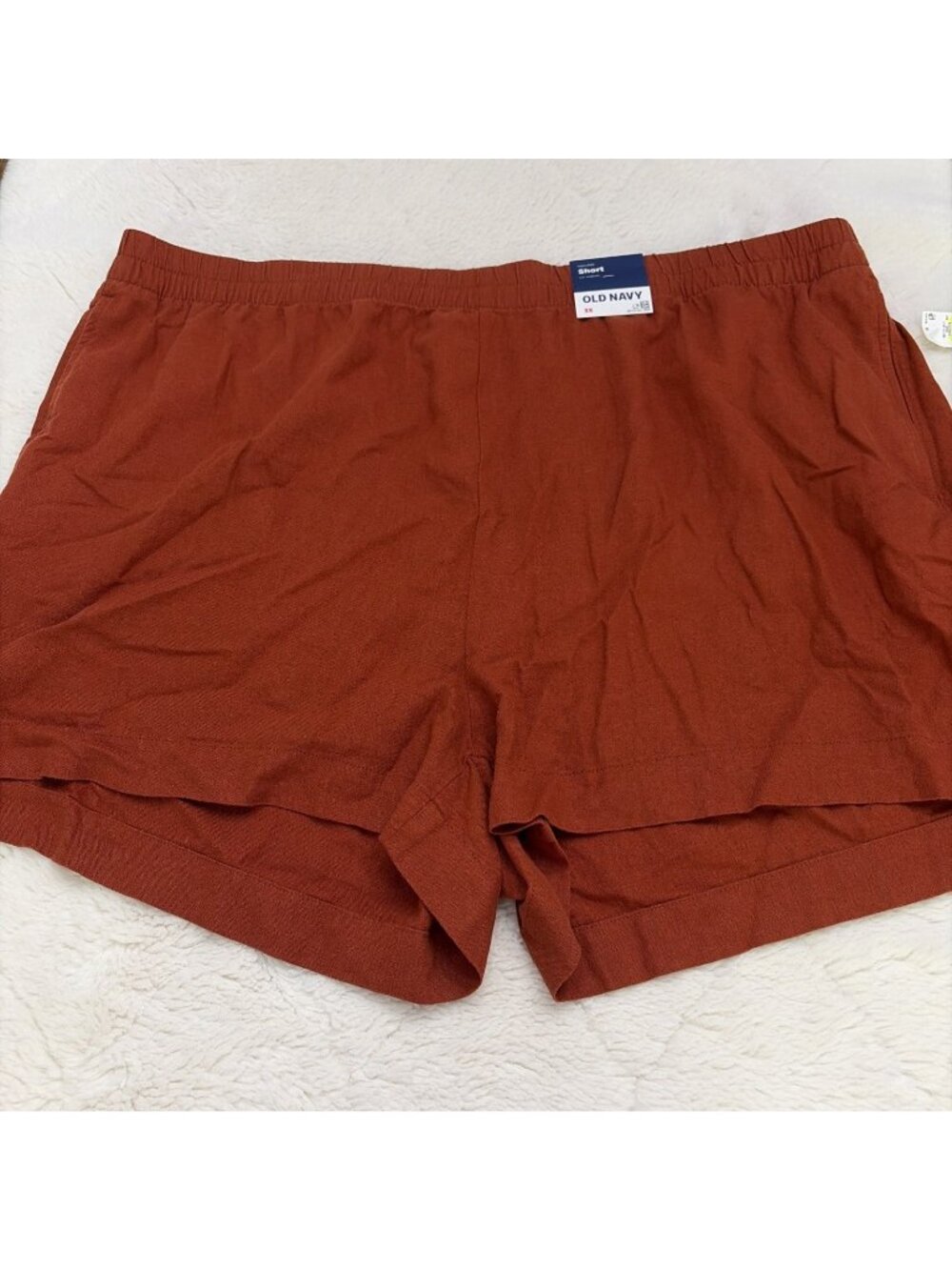 Old Navy Womens High Rise Shorts 3X Preppy Rust Linen Blend